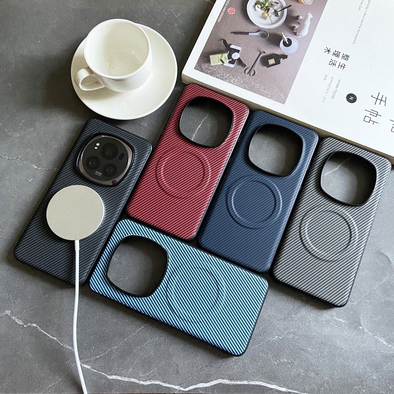 สําหรับ Honor Magic 6 Pro Casing รูปแบบคาร์บอนไฟเบอร์ หนัง Magnetic Hard Phone Case Cover