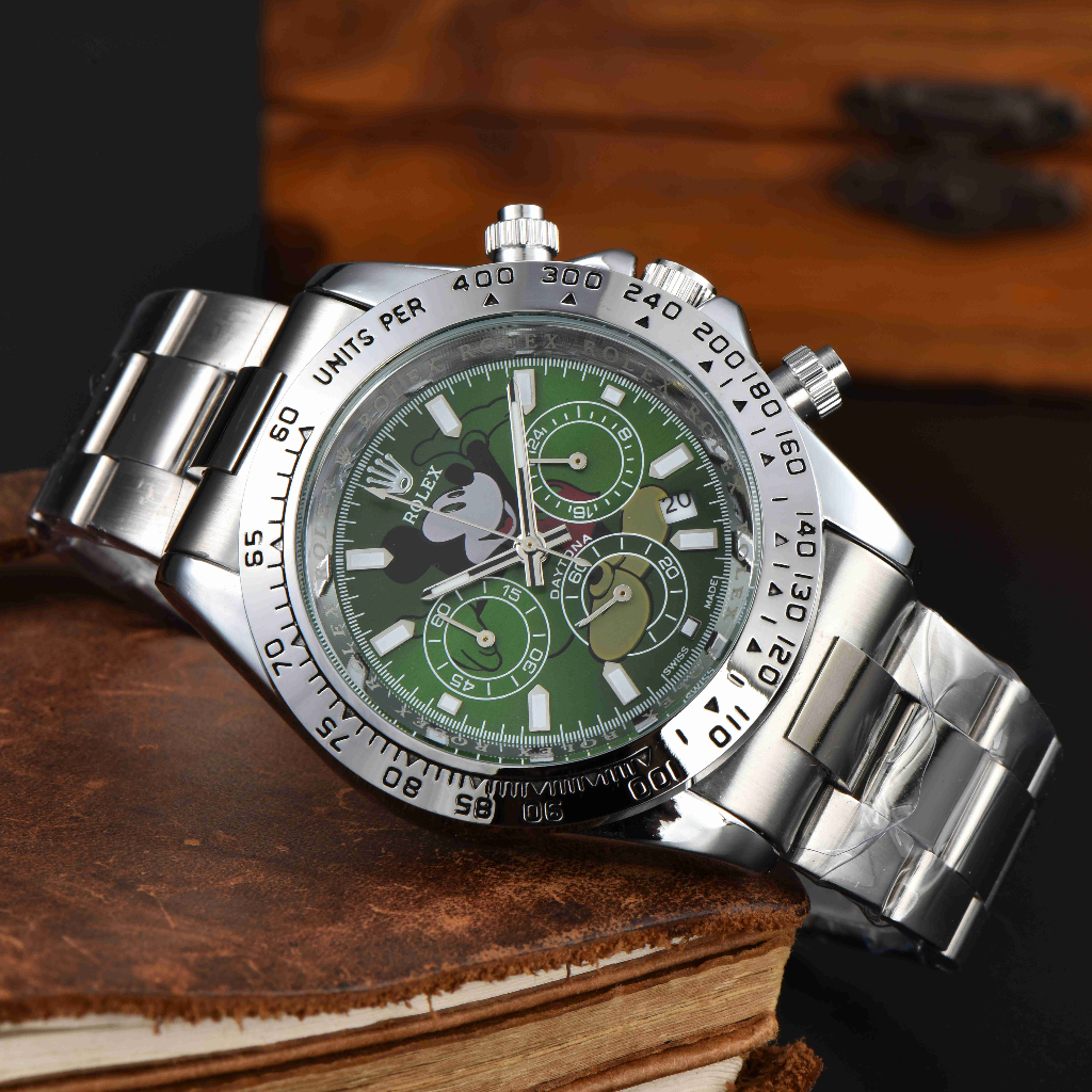 Rolex YS สไตล์ใหม่อินเทรนด์นาฬิกาข้อมือ Mickey Quartz Movement แฟชั่น All-Match นาฬิกาสวิส