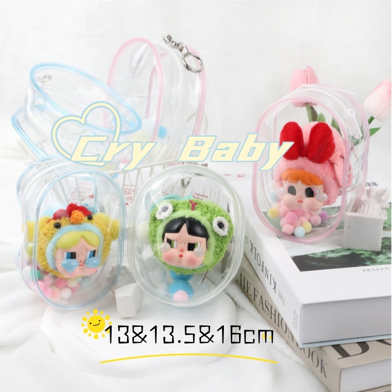 กระเป๋าพวงกุญแจ Mystery Box Organizer ตุ๊กตากระเป๋าเก็บ Thicken กระเป๋าสตางค์โปร่งใสตุ๊กตาคลาสสิก