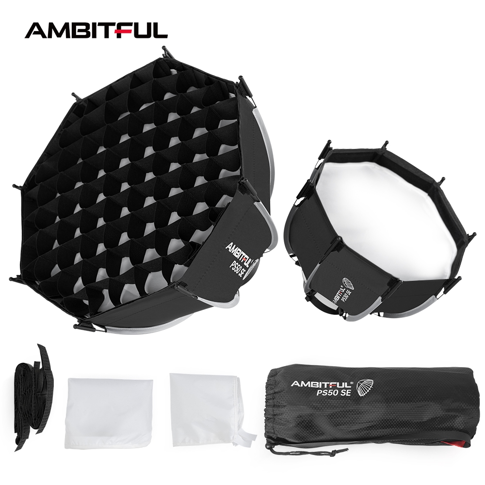 Ambitful 30 ซม.PS30 SE 50 ซม.PS50 SE Mini QUICK Release Bowens Mount Octagon Softbox + ตารางรังผึ้ง