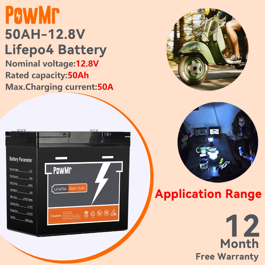พาวมิสเตอร์ 12V 50AH ​​​​แบตเตอรี่ ชีวิตปอ4 แบตเตอรี่แสงอาทิตย์ แบตเตอรี่ Ebike รถยนต์ประสิทธิภาพสูง ป้องกัน บีเอ็มเอส ในตัว พลังงานแท้ 100% อายุ 10 ปี ได้ถึง 4 ชุด