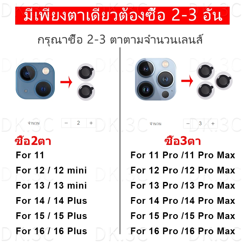 สําหรับ iPhone 11 12 13 14 15 16 Pro Max / 14 15 16 Plus mini lumminated กล้องเลนส์ Protector Luminous ฟิล์มกระจกนิรภัย ราคา ถูกที่สุด ดีลบีเคเค แกลเลอรีภาพที่ 2