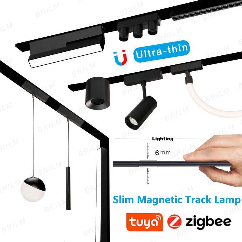 MT26 Ultra-thin สมาร์ทแม่เหล็ก Track Light พื้นผิวอลูมิเนียม Rail LED Spot ห้องนั่งเล่นโมเดิร์น Tuya Zigbee