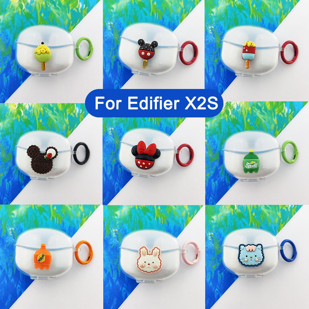 นุ่มโปร่งใสหูฟังสําหรับ Edifier X2S Anti-fall การ์ตูนป้องกันกรณีสําหรับ Edifier X2S หูฟังฝาครอบ