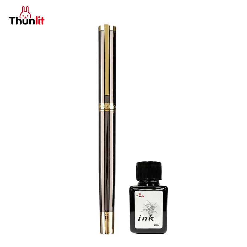 ปากกาหมึกซึม Thunlit Metal หัวปากกาขนาดใหญ่ 0.5 มม. ปากกาสำหรับฝึกเขียนอักษรวิจิตรแบบย้อนยุคพร้อมซองหมึกสำรองขนาด 3.4 มม.