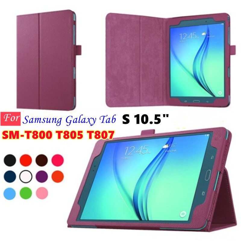 Samsung Galaxy Tab S 10.5 SM-T800 T805 T807 แฟชั่นสกินแท็บเล็ตป้องกันขาตั้งฝาครอบ Slim น้ําหนักเบา PU หนังขาตั้ง