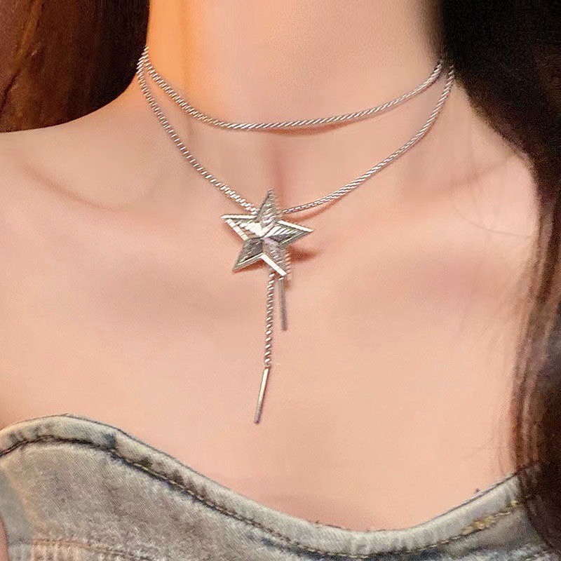 สร้อยคอตัวอักษรผีเสื้อดาวแบบดึงออกได้หลายสไตล์ สร้อยคอแฟชั่นส่วนบุคคล เครื่องประดับแฟชั่น