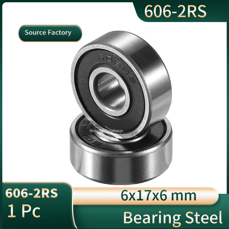 แบริ่ง 606, 606ZZ, 6062RS 6x17x6 มม. เหล็กคุณภาพสูง โล่โลหะคู่ปิดผนึก Miniature Deep Groove Ball Bearing