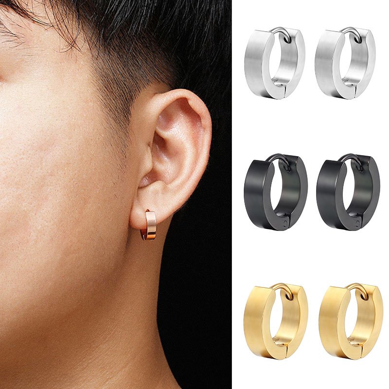 1/2pcs แฟชั่นสแตนเลสสตีล Hoop ต่างหูคลิปหู Hip Hop Punk pierxing นักเรียนคลิปต่างหูเครื่องประดับสําหรับผู้ชายผู้หญิงของขวัญ