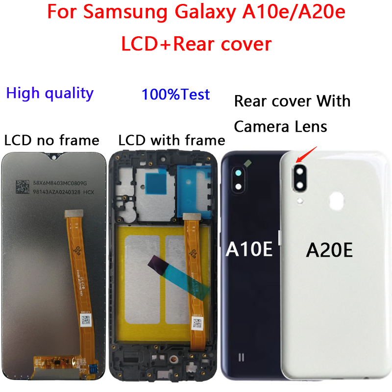 สําหรับ Samsung Galaxy A10e/A20e A102 A202 จอแสดงผล LCD Touch Screen กรอบ Digitizer Assembly เปลี่ยน + ฝาครอบด้านหลัง
