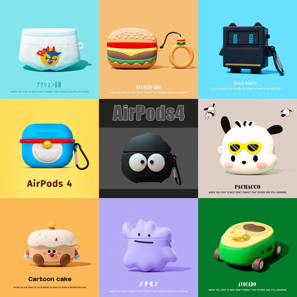 การ์ตูนการ์ตูนซิลิโคนหูฟังสําหรับ AirPodsPro2 สีดํา Briquettes เคสป้องกัน 2024 สไตล์ใหม่สําหรับ AirPodsPro2 หูฟังป้องกันกรณีใช้งานร่วมกับ AirPodsPro กรณี AirPods2gen กรณี