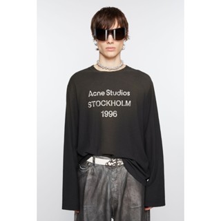 24SS ใหม่ AC ตัวอักษร 1996 พิมพ์วินเทจล้างหลวมผ้าฝ้ายรอบคอเส…