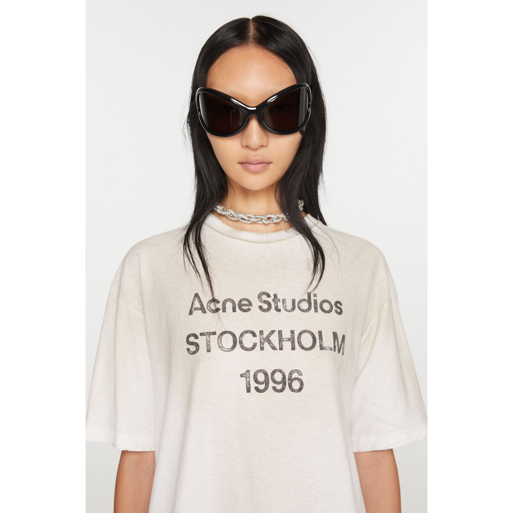 24ss ใหม่ AC Classic 1996 Broken Hole Vintage Letter พิมพ์ครบรอบ Edition High Street Trend INS คู่เสื้อยืดแขนสั้น
