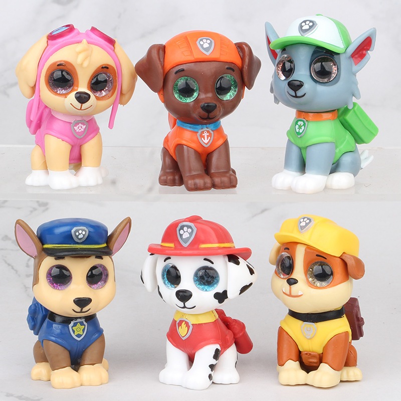 6 ชิ้น/เซ็ต 6 ซม.อะนิเมะการ์ตูนสัตว์เลี้ยงสุนัข Marshall Rubble Chase Rocky Zuma Skye รุ่น Q เค้กตกแต่ง PVC Action Figures ตุ๊กตาของเล่น