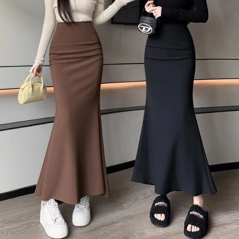 กระโปรงแม็กซี่ยาว เอวสูง ทรงดินสอ ทรงหลวม ขนาดใหญ่ สีพื้น แฟชั่นสําหรับสตรีชาวมุสลิม #643