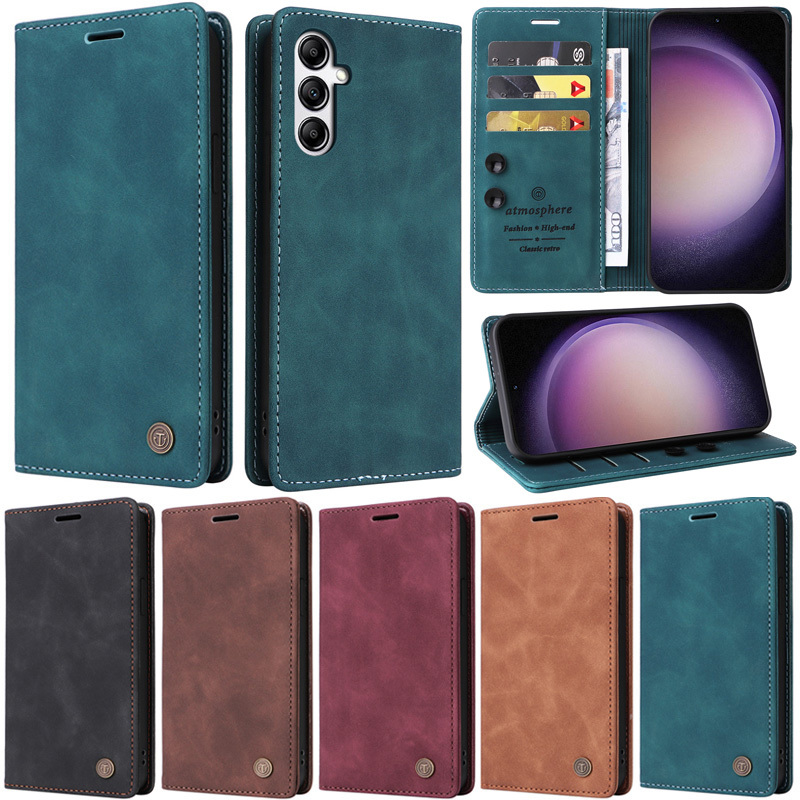 Retro สําหรับ Samsung Galaxy A55 A35 A15 A25 A54 A34 A14 A13 A12 A23 A24 4G A05S A04S M13 5G A15 A14 A13 M13 4G A05 M23 F04 ฝาครอบกระเป๋าสตางค์หรูหรา