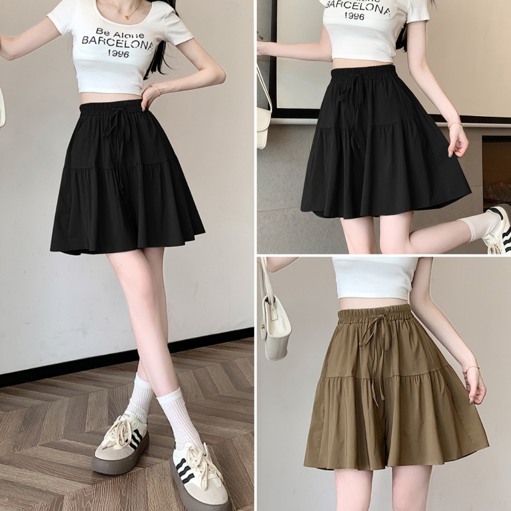 Hotgirl พร้อมส่ง กางเกงผู้หญิง กงเกงขาสั้น กางขาสั้นเซ็กซี่ ดีไซน์จีบ สีพื้น สไตล์ลำลอง