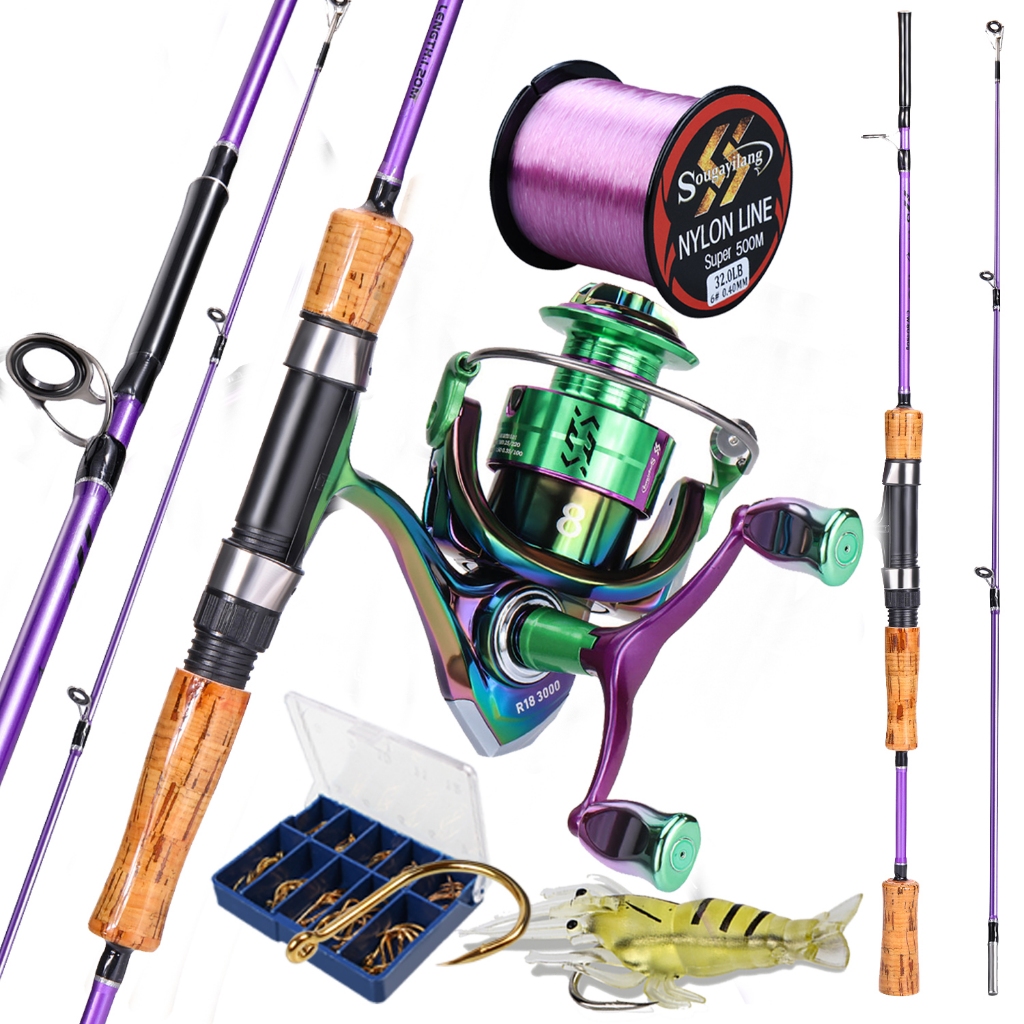 Sougayilang 1.2 M 1.65 M Fishing Rod Reel ชุดฟรีสาย Lure 1000-5000 Series Gear Ratio 5.2:1 ลากสูงสุด 10 กก.