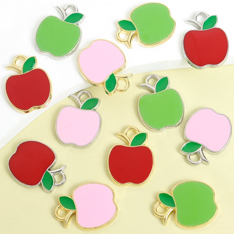 10ชิ้นน่ารัก3สีแอปเปิ้ลเคลือบหยดน้ํามันเสน่ห์,ฤดูร้อน มีชีวิตชีวา ผลไม้จัดแต่งทรงผมโลหะผสมจี้-เหมาะสําหรับ ทําเอง กองทุน สร้อยคอสร้อยข้อมือต่างหูและอื่นๆสร