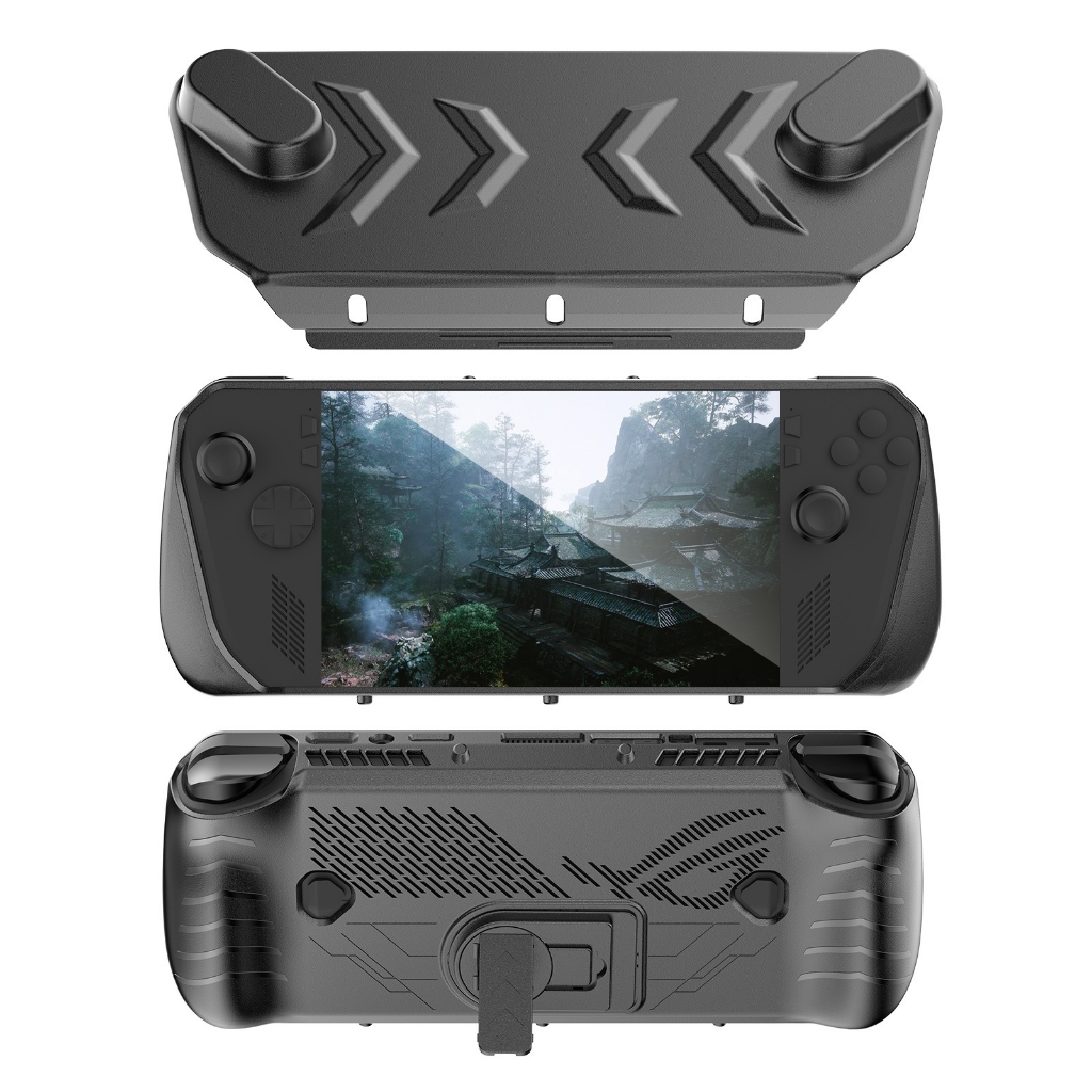 JYS เคส TPU ป้องกัน พร้อมขาตั้ง และเคสด้านหน้า ถอดออกได้ สําหรับ ROG Ally X (NOT สําหรับ ROG Ally/RO