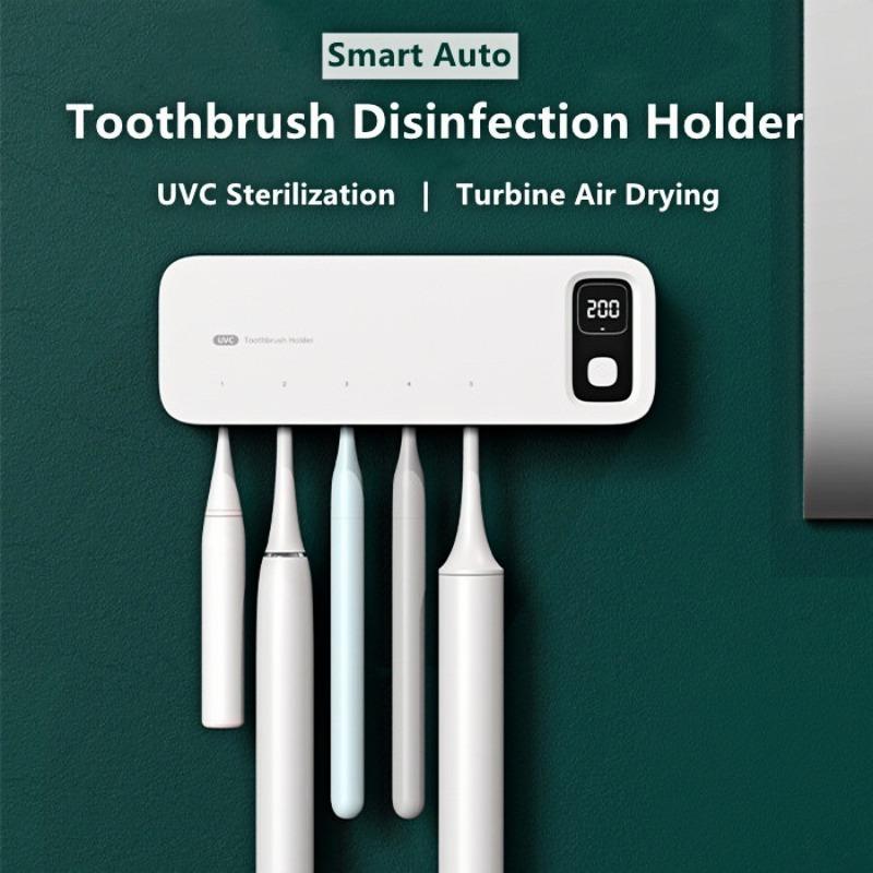 DDhome ฆ่าเชื้อแปรงสีฟัน ที่เก็บแปรงสีฟัน ที่ใส่แปรงสีฟัน ชั้นวางแปรงสีฟัน UV ฆ่าเชื้อ ไร้สาย แบบติดผนังห้องน้ํา สไตล์นอร์ดิก ไม่ต้องเจาะ 5 ช่อง