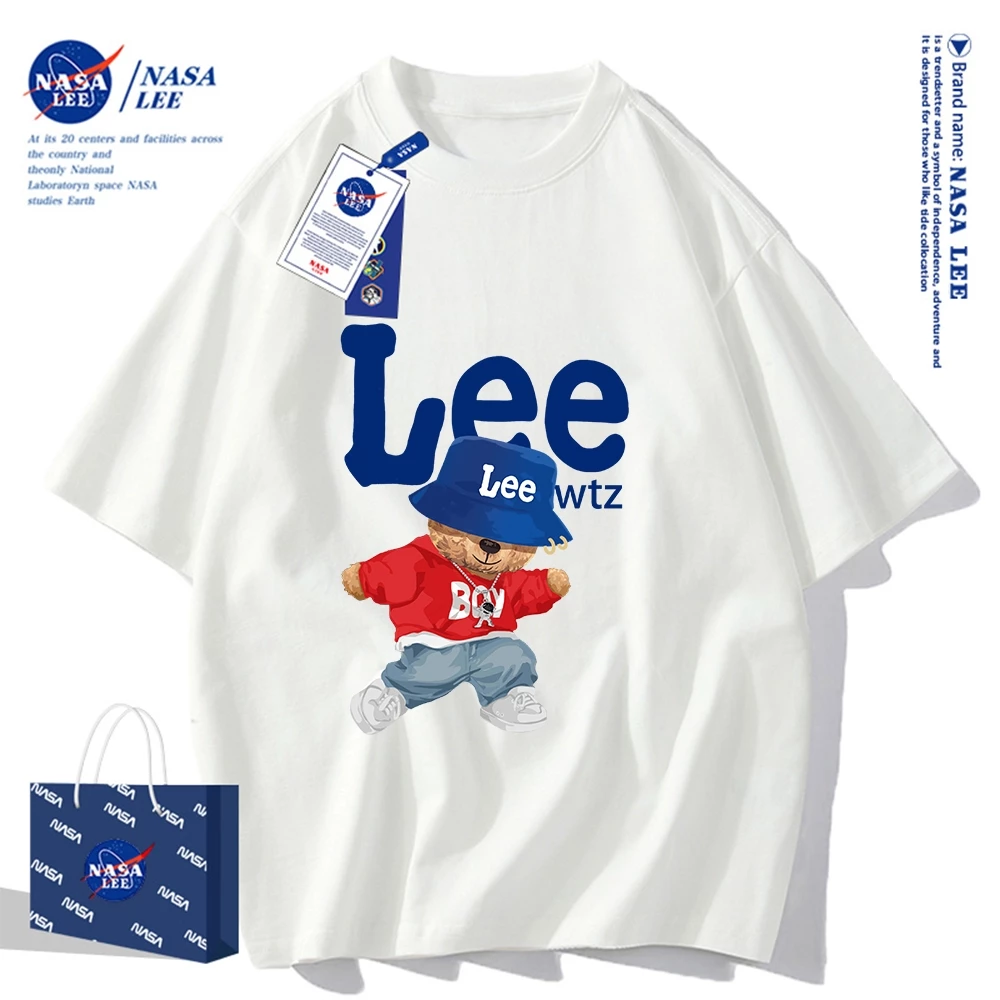 เสื้อยืดคอกลมลาย NASA ผ้าคอตตอน 100%