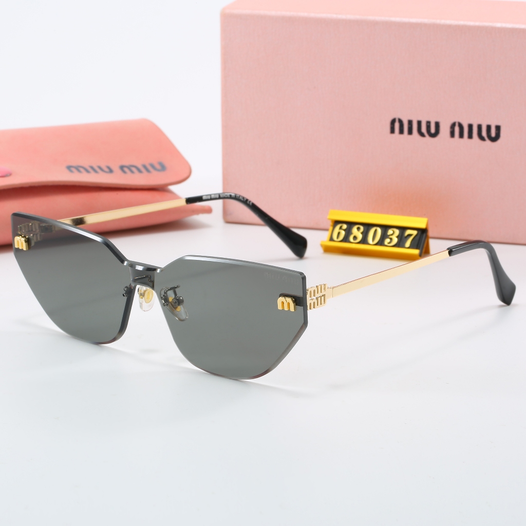 2024 Miu Miu Eyewear series sunglasses/แว่นมิวมิวแท้ แว่นกันแดด UV400 68037