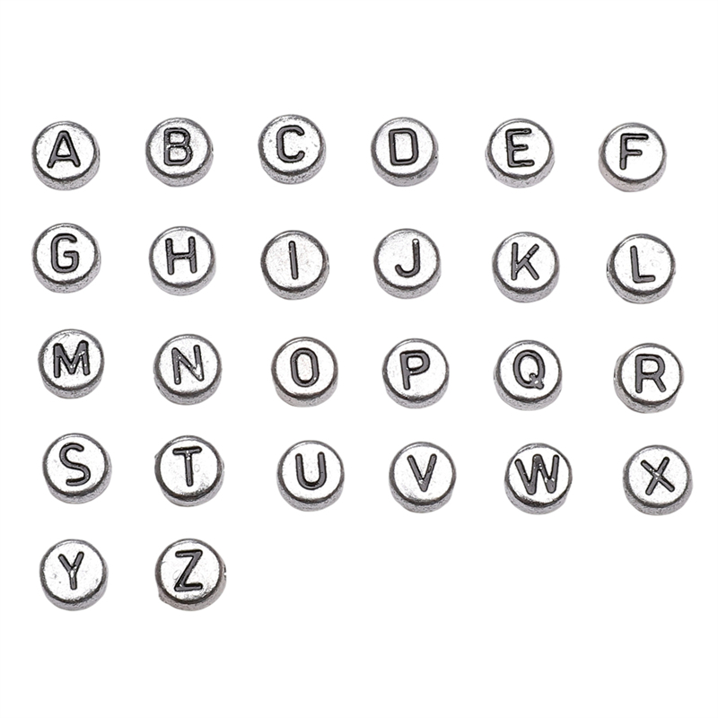 50 ชิ้น/แพ็ค [4X7 มม.] ลูกปัดตัวอักษรเงินอะคริลิค AZ ภาษาอังกฤษลูกปัด DIY เครื่องประดับทําด้วยมืออุปกรณ์เสริม