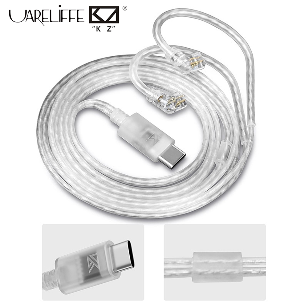 Uareliffe KZ หูฟังสาย Type-C HiFi Sound ออกซิเจนฟรีทองแดง Silver-Plated ชุดหูฟังสายไฟอุปกรณ์เสริมสํา
