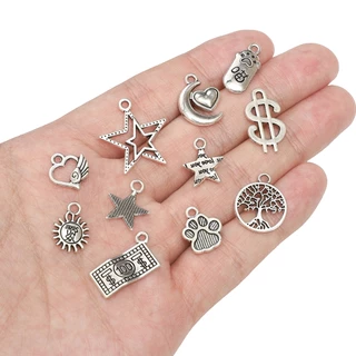 จี้โลหะผสม Moon ผีเสื้อดาวห้าแฉก Charms สําหรับสร้อยข้อมือจี้สร้อยคอ DIY ทํา Retro Charms เครื่องประดับอุปกรณ์เสริม