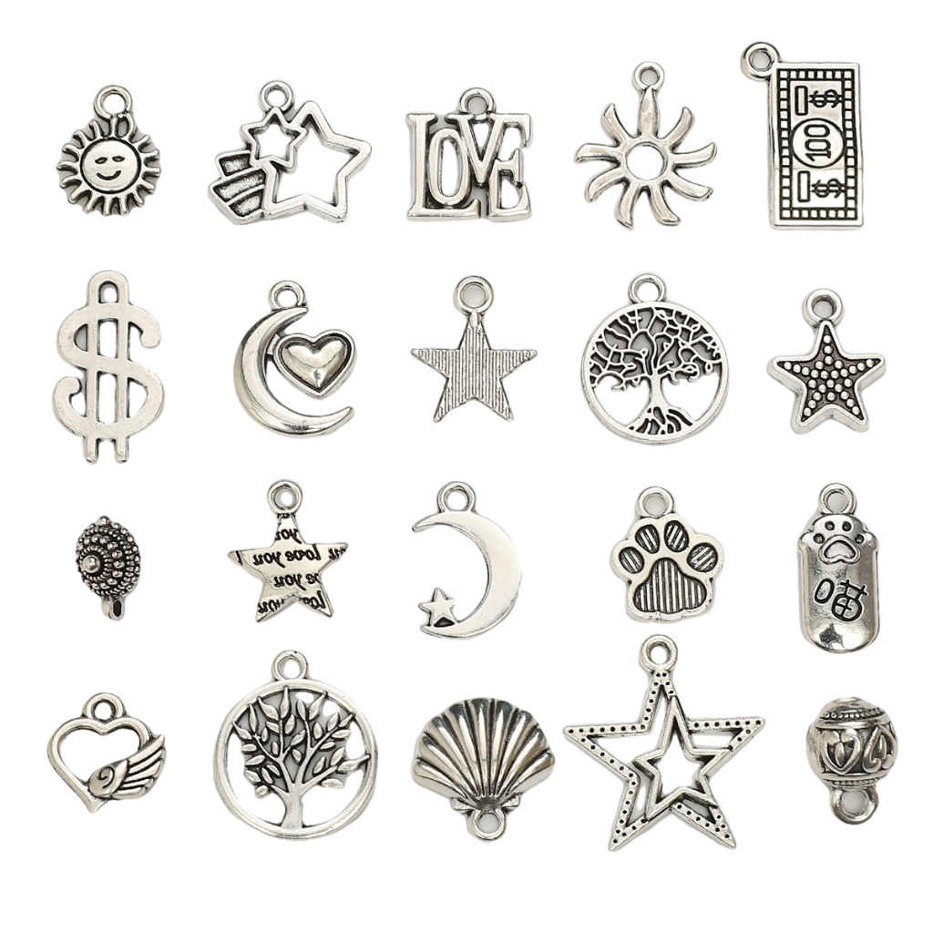 จี้โลหะผสม Moon ผีเสื้อดาวห้าแฉก Charms สําหรับสร้อยข้อมือจี้สร้อยคอ DIY ทํา Retro Charms เครื่องประดับอุปกรณ์เสริม