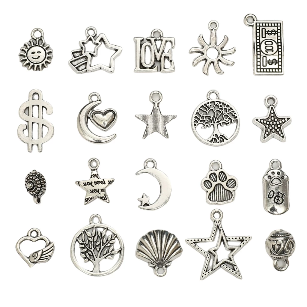 จี้โลหะผสม Moon ผีเสื้อดาวห้าแฉก Charms สําหรับสร้อยข้อมือจี้สร้อยคอ DIY ทํา Retro Charms เครื่องประดับอุปกรณ์เสริม