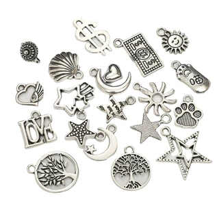 จี้โลหะผสม Moon ผีเสื้อดาวห้าแฉก Charms สําหรับสร้อยข้อมือจี้สร้อยคอ DIY ทํา Retro Charms เครื่องประดับอุปกรณ์เสริม