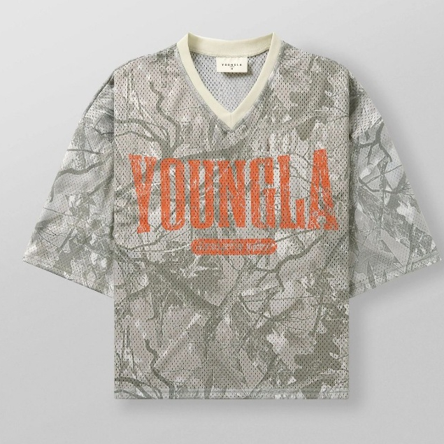 ใหม่ YOUNGLA CamouflageMens Cotton Retro American Style V คอเสื้อยืดเดียวกันเพศออกแบบ Quick Drying Breathable กีฬาฟิตเนสสั้นด้านบน