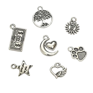 จี้โลหะผสม Moon ผีเสื้อดาวห้าแฉก Charms สําหรับสร้อยข้อมือจี้สร้อยคอ DIY ทํา Retro Charms เครื่องประดับอุปกรณ์เสริม