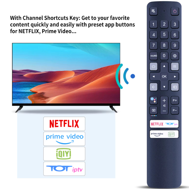 TCL TV TCL RC901V FMRH พร้อมฟังก์ชันเสียง ไพรม์วิดีโอ Neyflix ปุ่มรีโมทคอนโทรล ใช้ได้กับ RC901V FMRH