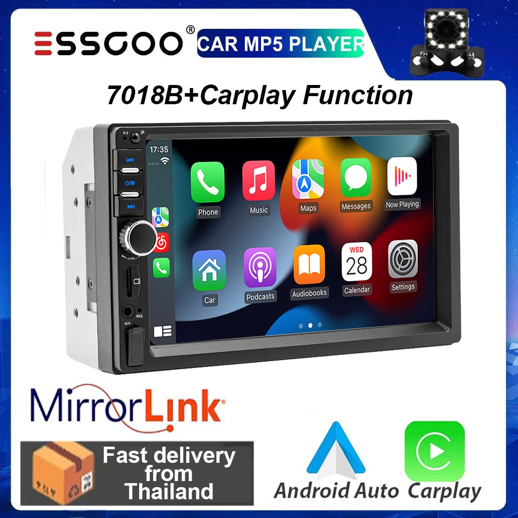 ESSGOO Universal CarPlay Android Auto 7 นิ้ว 2 DinรถวิทยุAutoradioมัลติมีเดียสำหรับFord VW Golf 7018