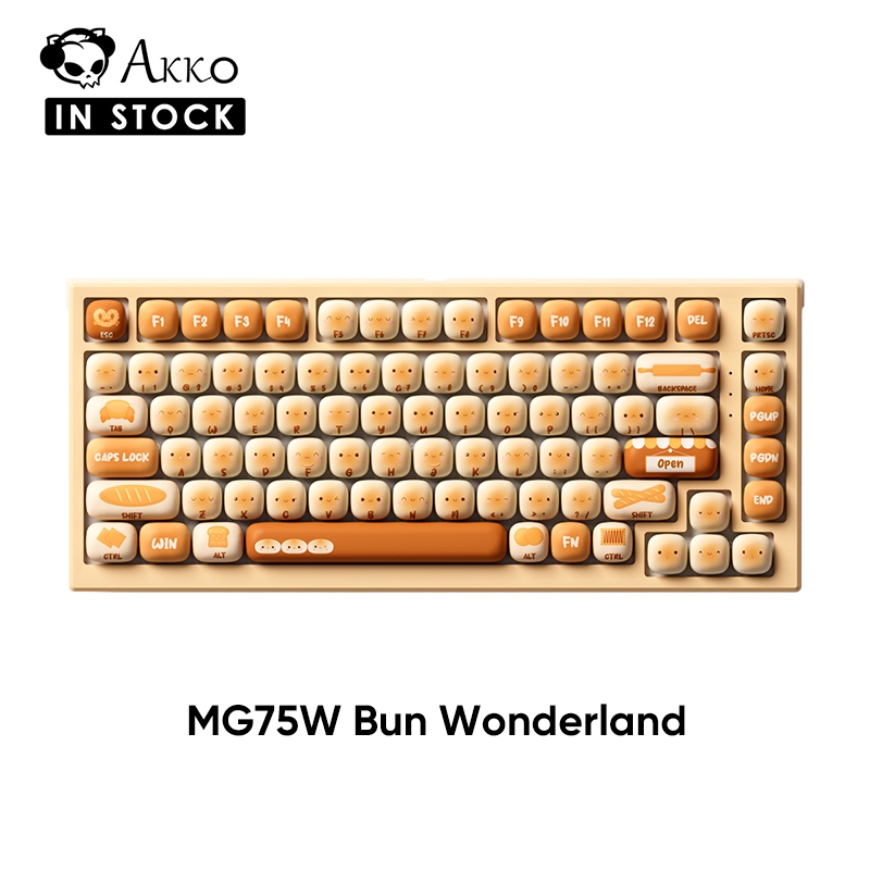 Akko x MonsGeek MG75W Bun Wonderland ไร้สาย 2.4G และคีย์บอร์ด Dual Mode แบบมีสายพร้อมโปรไฟล์ MOG แบบถอดเปลี่ยนได้ PBT keycaps
