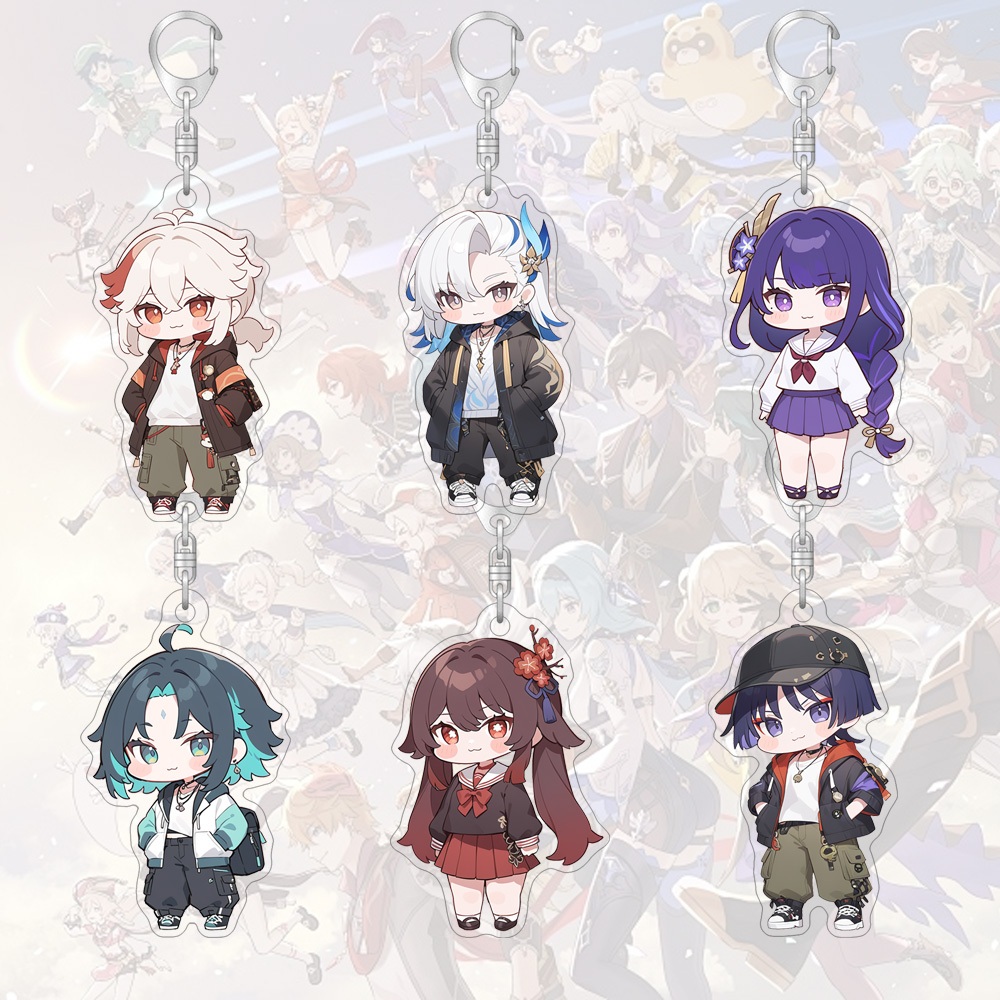 55 มม.พวงกุญแจ Genshin Impact แฟชั่น Q Edition การ์ตูนเกมกระเป๋าอะคริลิคจี้ตกแต่ง