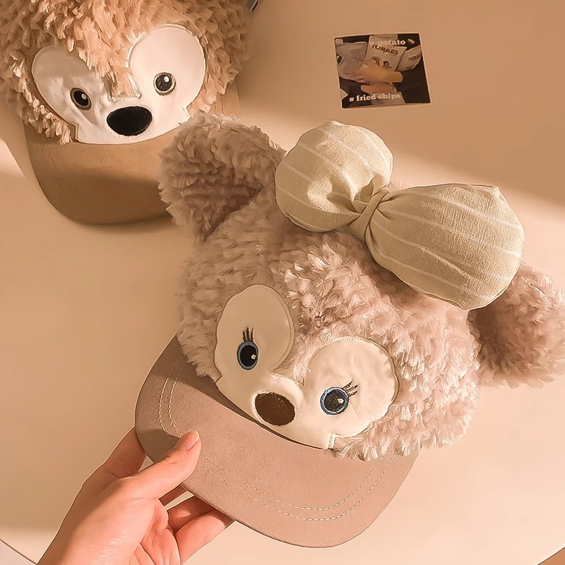 Shirley May Duffy Bow Plush Cap หญิงหวานน่ารักดูหูสามมิติขนาดเล็กหมวกเบสบอลคู่