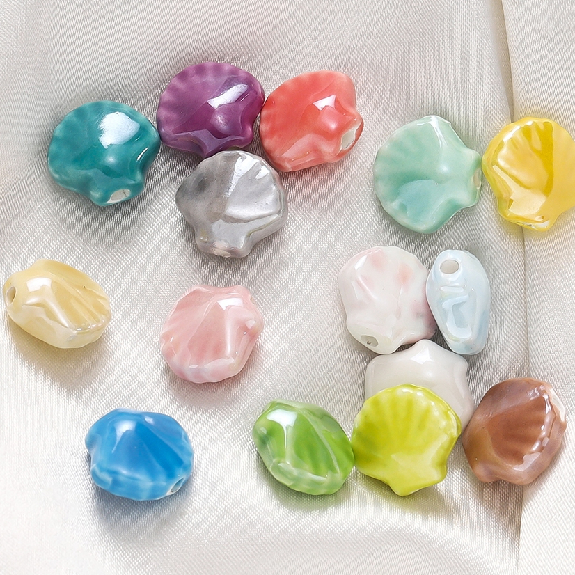 St.kunkka 5/10 ลูกปัดเซรามิกลูกปัดเปลือกหอยสีสันสดใสสำหรับ DIY สร้อยข้อมือสร้อยคอเครื่องประดับอุปกรณ์เสริม