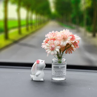 ตกแต่งรถ การ์นิช คอนโซลกลางตกแต่งแจกันขนาดเล็กดอกทานตะวันดอกไม้เครื่องประดับรถยนต์ภายในรถมินิกระต่ายสําหรับรถยนต์ตลกอุปกรณ์ตกแต่ง