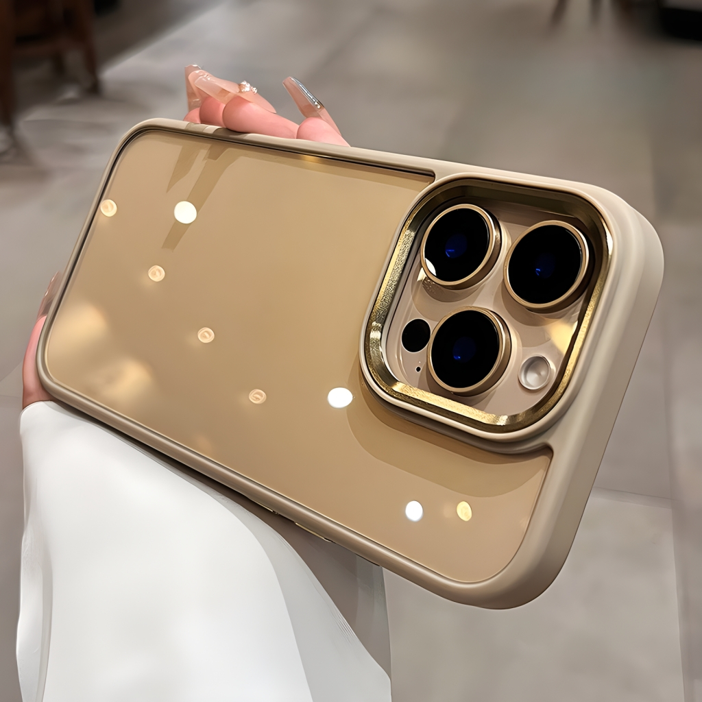 หรูหราทะเลทรายไทเทเนียมปลอกเลนส์โลหะกันกระแทกเคสใสสําหรับiphone 16 15 14 13 Pro Max 16 Plus 15pro 16proเคสใสฝาครอบ