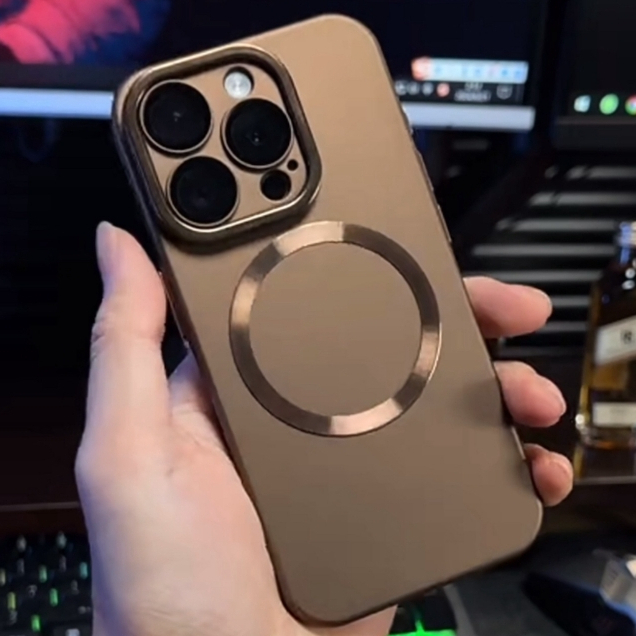 【Matte Ultra-thin Pc hard case/with bracket/Bronze Gold】เคส compatible for iPhone 14 15 16 pro max case