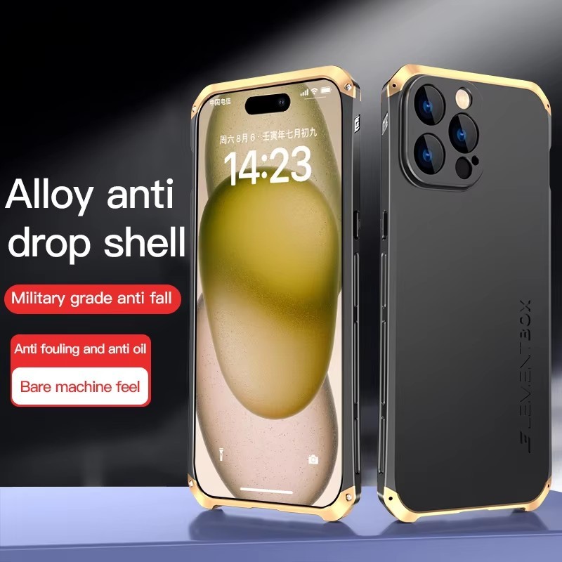 Armor เคสโลหะอลูมิเนียมสําหรับ iPhone 16 15 14 Pro Max ฝาหลังกันกระแทก Coque