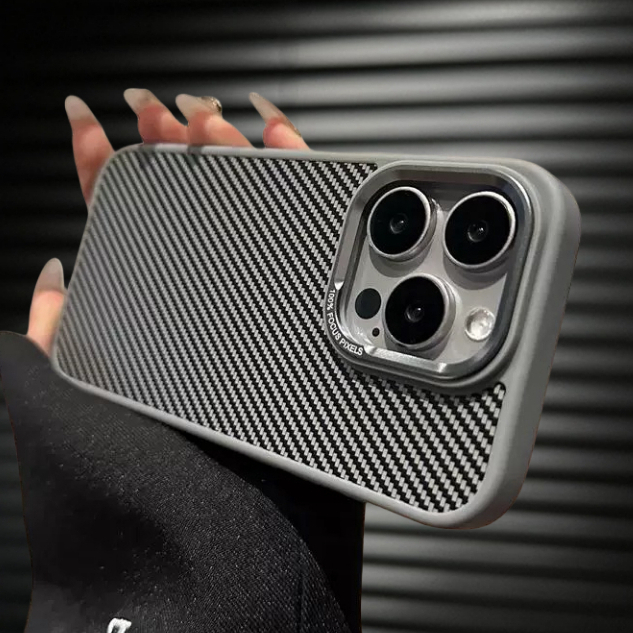 【Carbon fiber texture/Acrylic hard case/Black】เคส compatible for iphone 11 12 13 14 15 16 pro max case