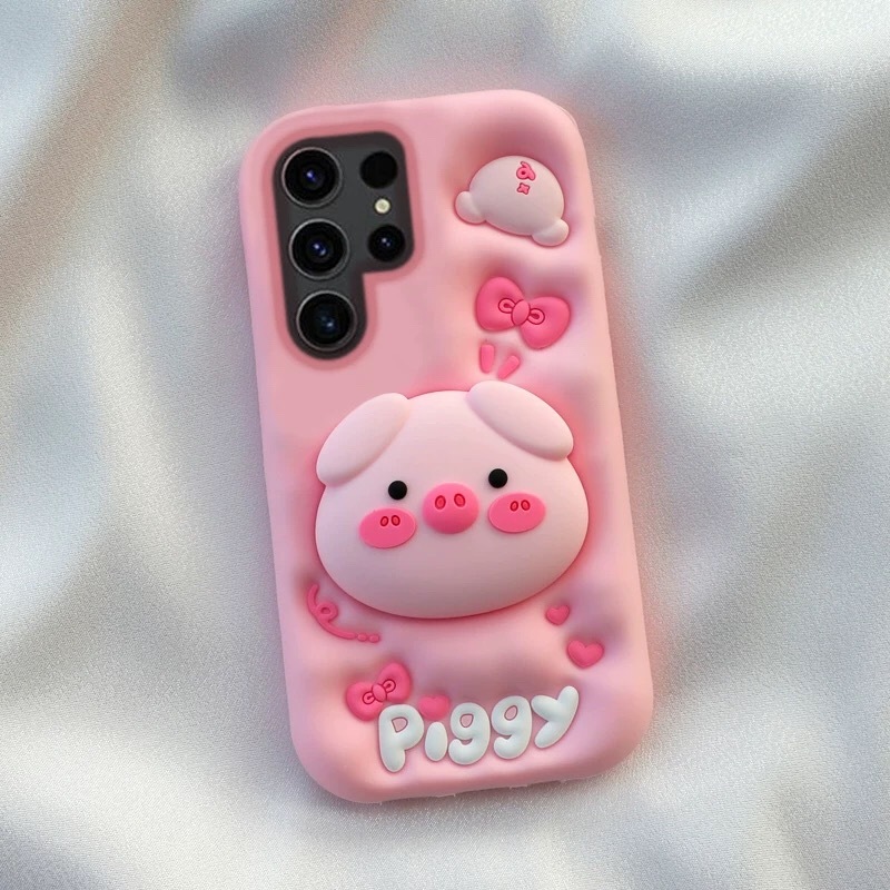 การ์ตูนน่ารัก หมูอ้วน วงเล็บ เคส Samsung Galaxy S24 Ultra S23 Ultra S23 FE S21FE A53 A54 A55 A51 A50 A30S A12 A13 A35 A25 A15 5G Case