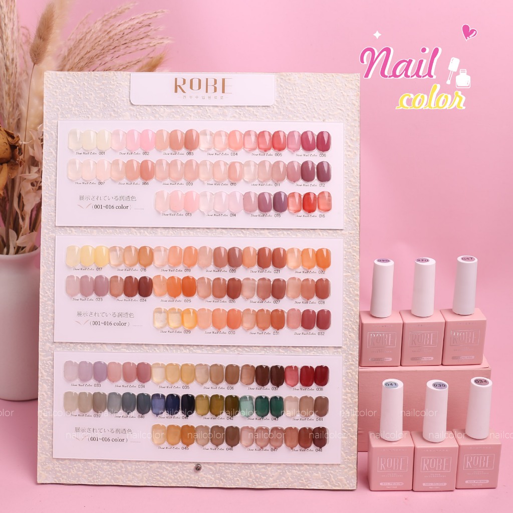 Robe48 ยาทาเล็บใส สีแฟชั่นโฟร์ซีซั่น (ชุดร้านทําเล็บกาวยาทาเล็บ + การ์ดสีแถม)