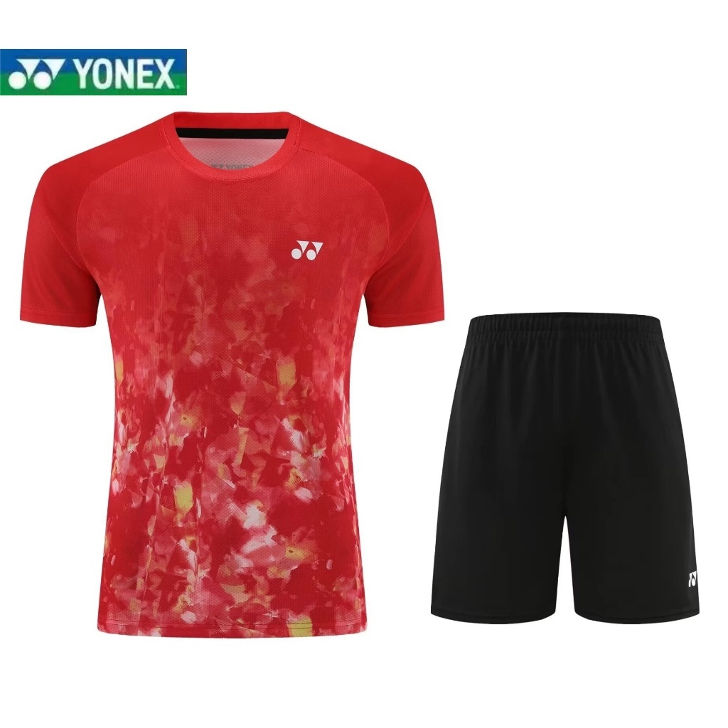 โยเน็กซ์ แบดมินตันเสื้อใหม่สบายและระบายอากาศเสื้อผ้าผู้ชายและผู้หญิงเสื้อผ้าคู่แขนสั้นกีฬาด้านบนที่กําหนดเอง