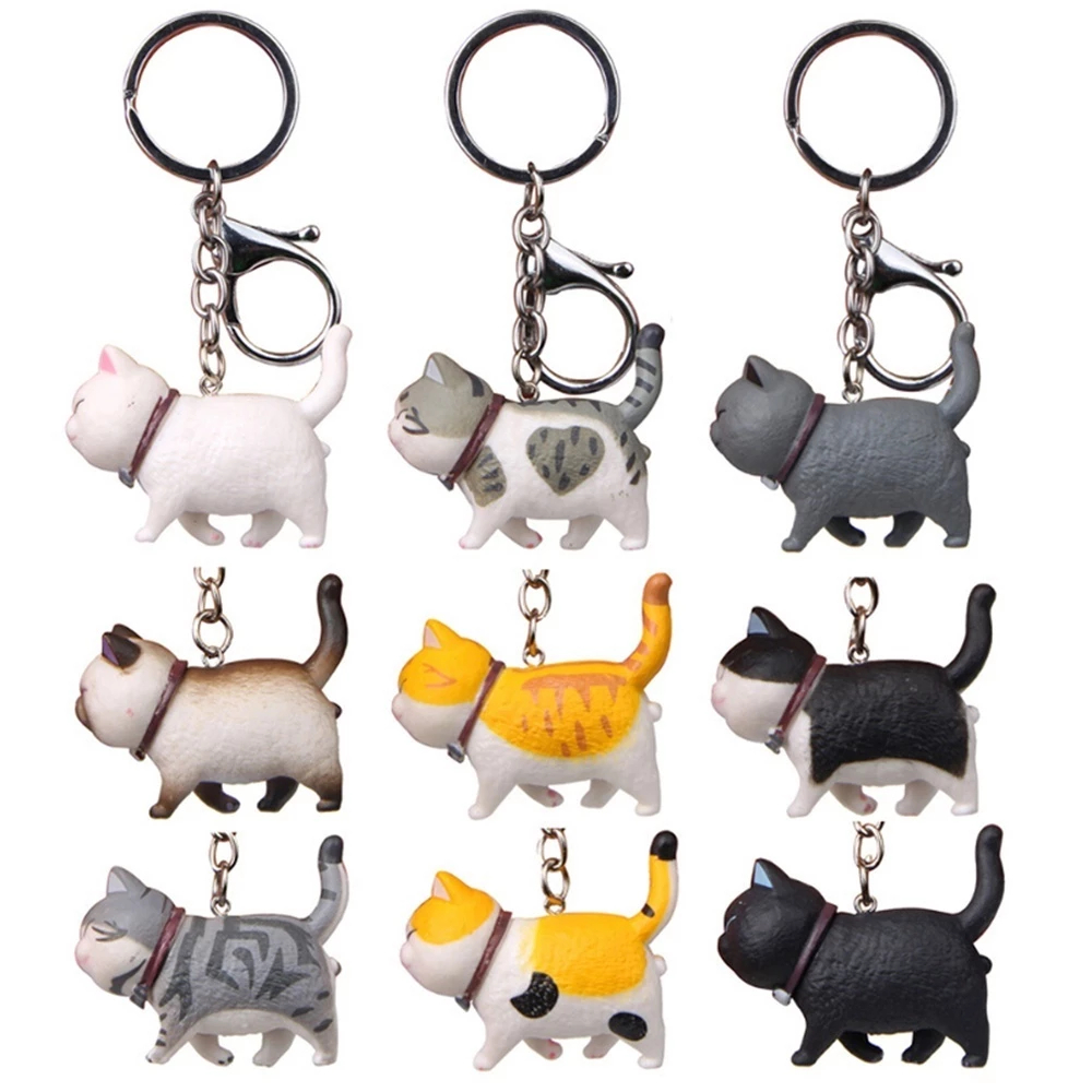 แมวน่ารัก Keyrings Charms สําหรับกุญแจรถสร้างสรรค์โลหะสัตว์จี้สําหรับของขวัญวันเกิด